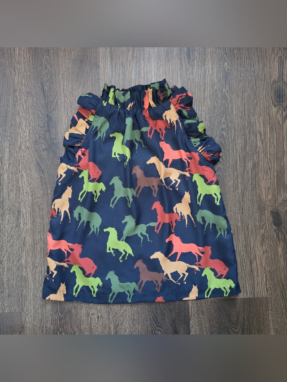 Janie & Jack running horse equestrian ruffle blouse